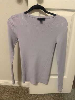 Ann Taylor Light Lavender Ribbed Long Sleeve Top